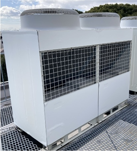 SPACECOOLマグネットシートの空調室外機への施工事例2