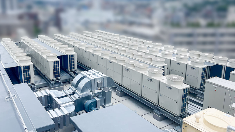 エアシェードの空調室外機への施工事例