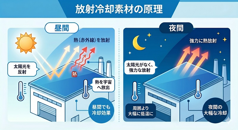 放射冷却素材の原理図解